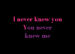 I never knew you

You never
knew me