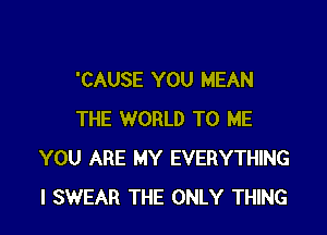 'CAUSE YOU MEAN

THE WORLD TO ME
YOU ARE MY EVERYTHING
I SWEAR THE ONLY THING