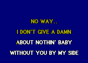 NO WAY..

I DON'T GIVE A DAMN
ABOUT NOTHIN' BABY
WITHOUT YOU BY MY SIDE