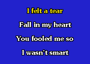 I felt a tear

Fall in my heart

You fooled me so

I wasn't smart