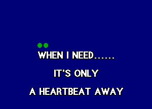 WHEN I NEED ......
IT'S ONLY
A HEARTBEAT AWAY