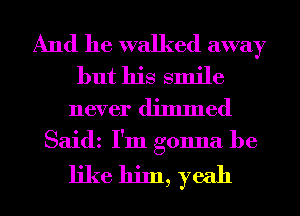 And he walked away
but his smile
never dimmed
Saidz I'm gonna be

like him, yeah