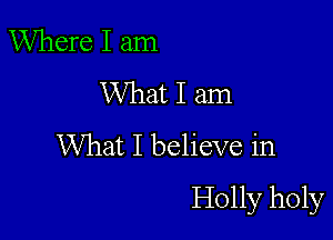 Where I am
What I am

What I believe in
Holly holy