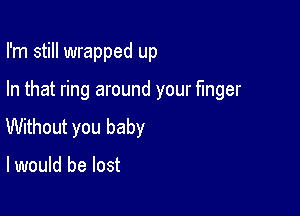 I'm still wrapped up

In that ring around your finger

Without you baby

I would be lost