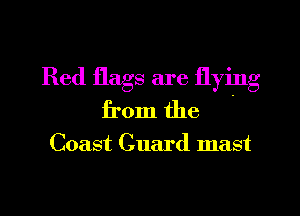 Red flags are flying
from the

Coast Guard mast