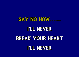 SAY NO HOW ......

I'LL NEVER
BREAK YOUR HEART
I'LL NEVER