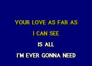 YOUR LOVE AS FAR AS

I CAN SEE
IS ALL
I'M EVER GONNA NEED