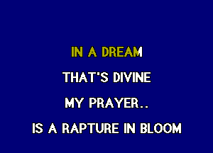 IN A DREAM

THAT'S DIVINE
MY PRAYER..
IS A RAPTURE IN BLOOM