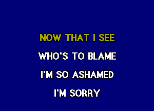 NOW THAT I SEE

WHO'S T0 BLAME
I'M SO ASHAMED
I'M SORRY