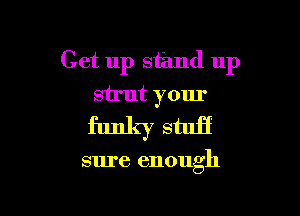 Get up stand up
strut your

funky stuff

sure enough