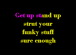 Get up stand up
strut your

funky stuff

sure enough