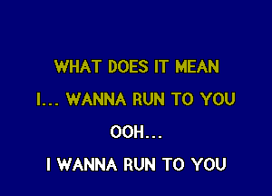 WHAT DOES IT MEAN

I... WANNA RUN TO YOU
00H...
I WANNA RUN TO YOU