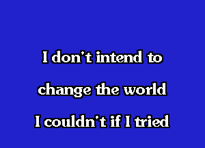 I don't intend to

change the world

I couldn't if I tried