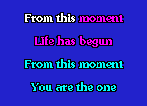 From this moment

You are the one