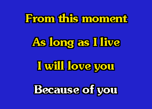 From this moment

As long as I live

I will love you

Because of you