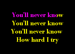 You'll never know
How hard I try

g