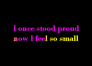 I once stood proud

now I feel so small