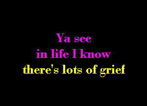 Y a see

in life I know

there's lots of grief