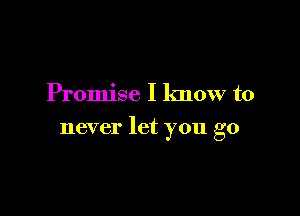 Promise I know to

never let you go