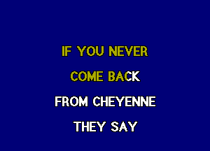 IF YOU NEVER

COME BACK
FROM CHEYENNE
THEY SAY