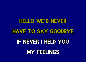 HELLO WE'D NEVER

HAVE TO SAY GOODBYE
IF NEVER I HELD YOU
MY FEELINGS