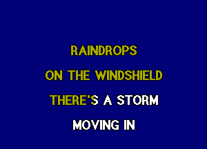 RAINDROPS

ON THE WINDSHIELD
THERE'S A STORM
MOVING IN