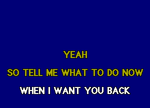 YEAH
SO TELL ME WHAT TO DO NOW
WHEN I WANT YOU BACK