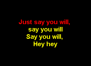 Just say you will,
say you will

Say you will,
Hey hey