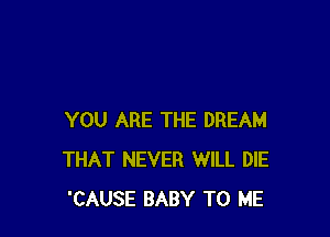 YOU ARE THE DREAM
THAT NEVER WILL DIE
'CAUSE BABY TO ME