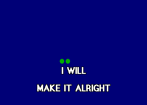 I WILL
MAKE IT ALRIGHT