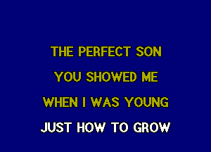 THE PERFECT SON

YOU SHOWED ME
WHEN I WAS YOUNG
JUST HOW TO GROW