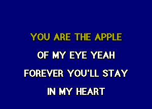 YOU ARE THE APPLE

OF MY EYE YEAH
FOREVER YOU'LL STAY
IN MY HEART