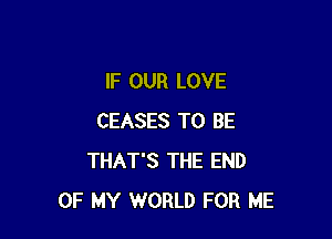 lF OUR LOVE

CEASES TO BE
THAT'S THE END
OF MY WORLD FOR ME