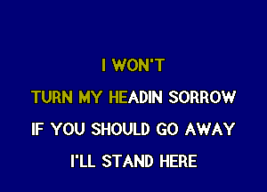 I WON'T

TURN MY HEADIN SORROW
IF YOU SHOULD GO AWAY
I'LL STAND HERE