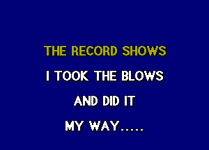 THE RECORD SHOWS

I TOOK THE BLOWS
AND DID IT
MY WAY .....