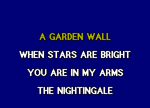 A GARDEN WALL

WHEN STARS ARE BRIGHT
YOU ARE IN MY ARMS
THE NIGHTINGALE