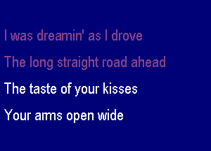 The taste of your kisses

Your arms open wide