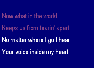 No matter where I go I hear

Your voice inside my heart