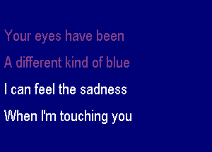 I can feel the sadness

When I'm touching you