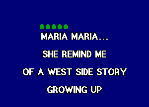 MARIA MARIA. . .

SHE REMIND ME
OF A WEST SIDE STORY
GROWING UP