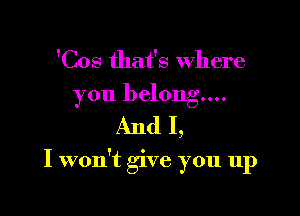 'Cos that's Where

you belong...

And I,

I won't give you up