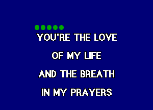 YOU'RE THE LOVE

OF MY LIFE
AND THE BREATH
IN MY PRAYERS