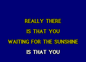 REALLY THERE

IS THAT YOU
WAITING FOR THE SUNSHINE
IS THAT YOU