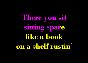 There you sit

sitting spare

like a book
on a shelf rustin'