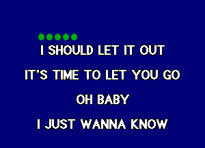 I SHOULD LET IT OUT

IT'S TIME TO LET YOU GO
0H BABY
I JUST WANNA KNOW