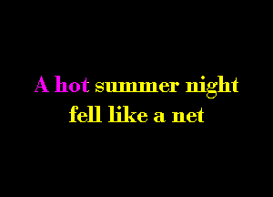 A hot summer night

fell like a net