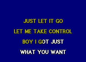 JUST LET IT GO

LET ME TAKE CONTROL
BOY I GOT JUST
WHAT YOU WANT