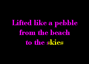 Lifted like a pebble
from the beach

to the skies