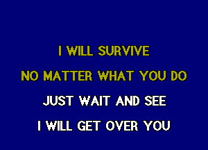 I WILL SURVIVE

NO MATTER WHAT YOU DO
JUST WAIT AND SEE
I WILL GET OVER YOU