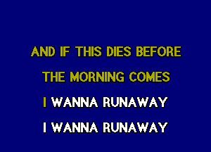 AND IF THIS DIES BEFORE

THE MORNING COMES
I WANNA RUNAWAY
I WANNA RUNAWAY